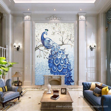 Glass Painting Designs Peacock Pattern Art Mural Mosaic Tile